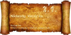 Nádasdy Valéria névjegykártya